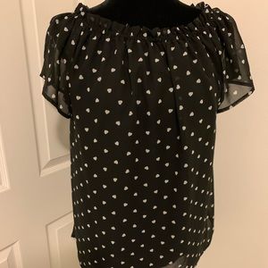 Nine West Hearts Black and White Blouse